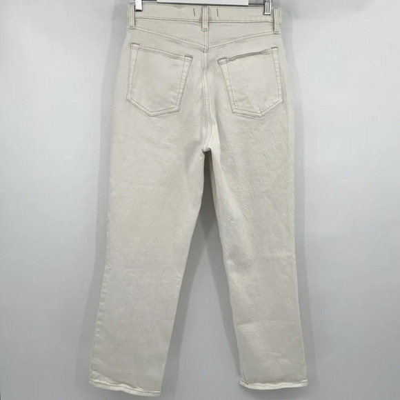 Abercrombie & Fitch Women's Cream Straight Leg Jeans - Picture 6 of 10